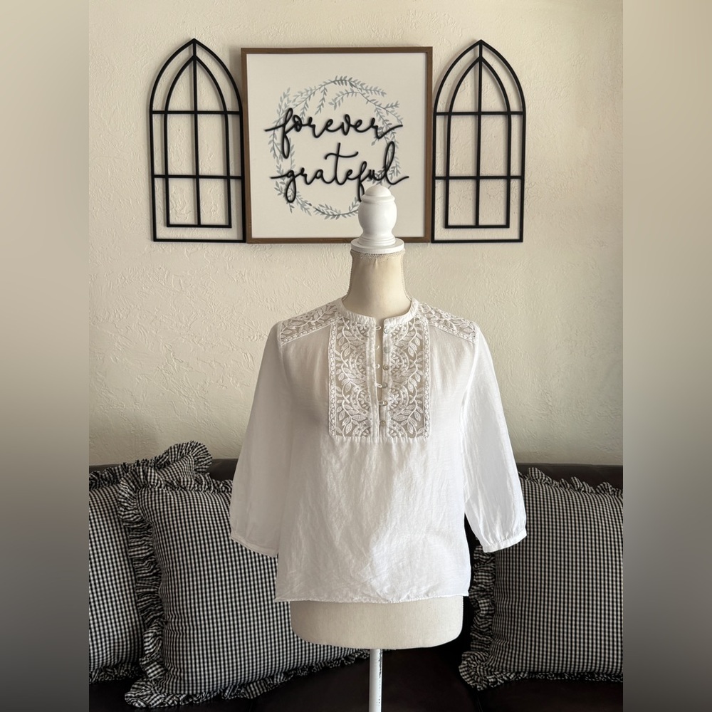 Vintage Forever 21 White Whimsical Top Size S Boho Summer Cotton Silk  Fairy